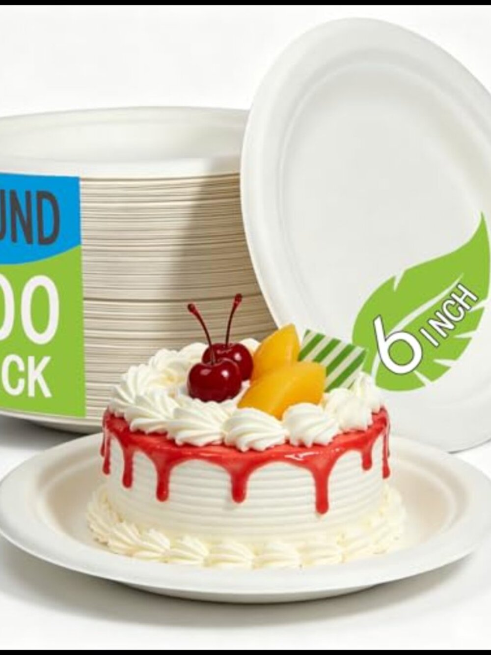 Disposable Paper Dessert Plates 6 Inch Biodegradable Compostable Appetizer